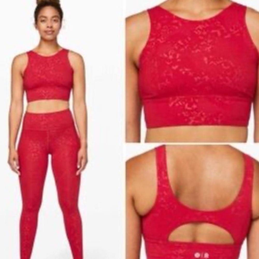 Lululemon red Snakeskin high intensity sports bra sz 10 Barry’s collab